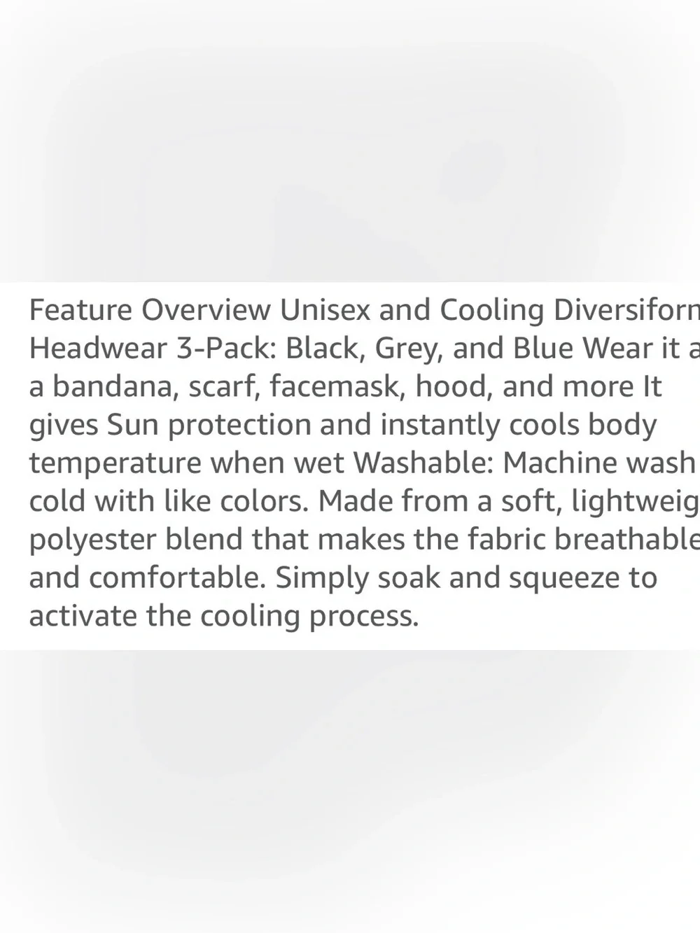 Black Cooling Face Gaiter - 3 Pack